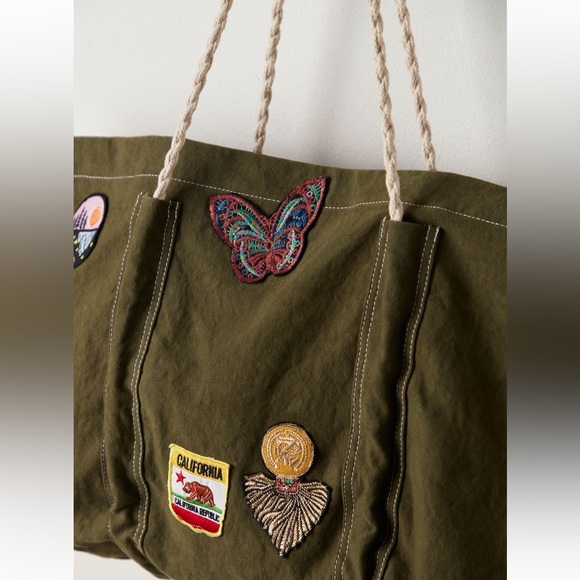 NWT Free People Been There Badge Tote Bag - One Size - Green - Picture 6 of 14